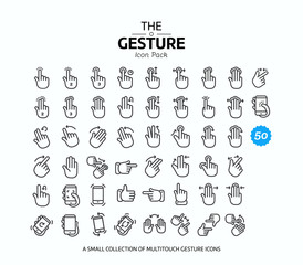50 Vector line gesture icons  - obrazy, fototapety, plakaty