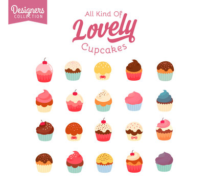 20 delicious yummy vector cupcakes