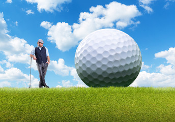 Businessman playing golf