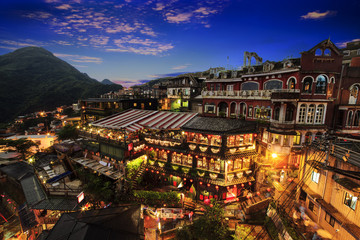 The seaside mountain town scenery in Jiufen, Taiwan