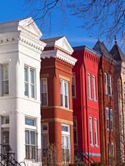 Obraz premium Colorful brick townhouses of Washington DC. 