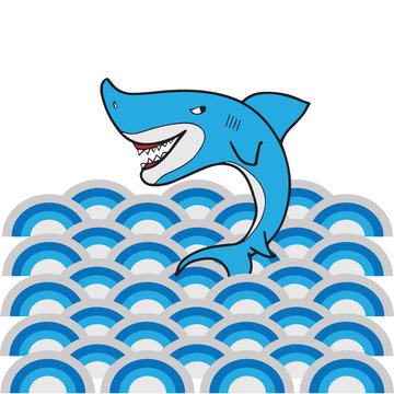 Shark wave cartoon