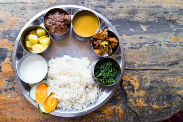 Nepali Thali meal set with mutton