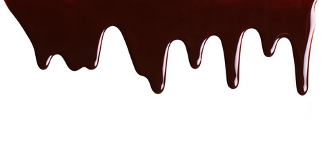 Melted chocolate dripping, isolated on white