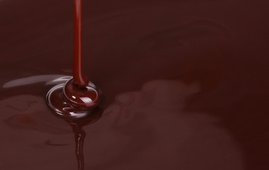 Chocolate flow. Closeup