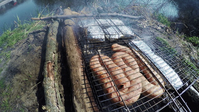 Fish and meat barbecue