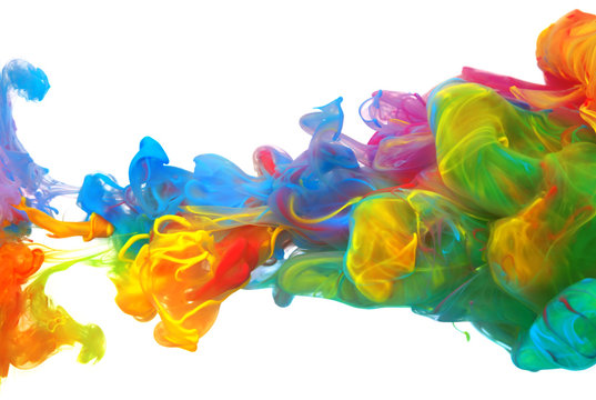 Clouds Of Bright Colorful Ink Mixing In Water