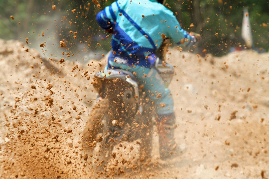 Mud debris from a motocross race