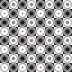 Seamless graphic pattern with circles and squares. 
