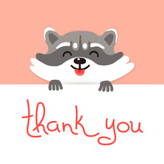 Cute raccoon says thank you.