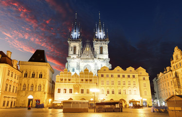 Fototapeta na wymiar Prague Old town square, Tyn Cathedral