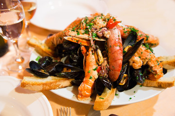 Huge dish of seafood