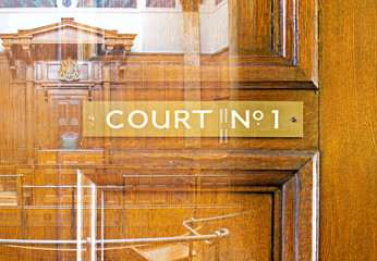 Double exposure image of crown court interior - 82667116