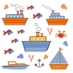 Colorful boats and ships collection