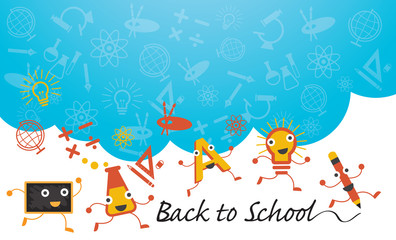 Education Characters Run Back to School Background