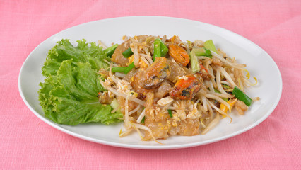 Fried mussels with egg and vegetable,thais cuisine