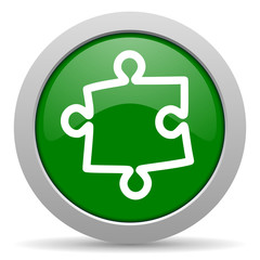 puzzle green glossy web icon