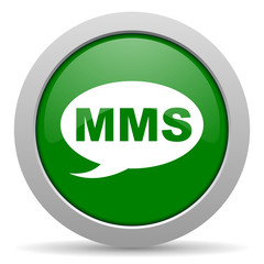 mms green glossy web icon
