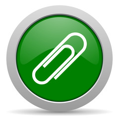 paperclip green glossy web icon