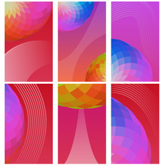 Set of bright mosaic vertical web banners. Vector illustration.