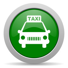 taxi green glossy web icon
