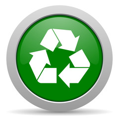 recycle green glossy web icon