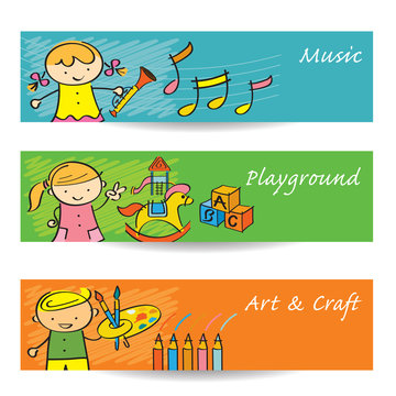 Kids Music, Art, Playground Banner