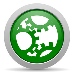 gear green glossy web icon
