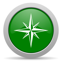 compass green glossy web icon