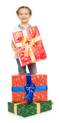 girl with gift boxes