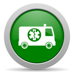 ambulance green glossy web icon