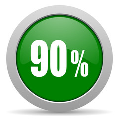 90 percent green glossy web icon