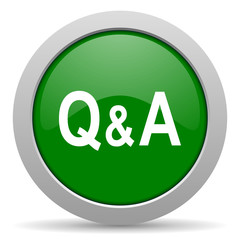 question answer green glossy web icon