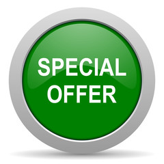 special offer green glossy web icon