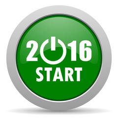 year 2016 green glossy web icon