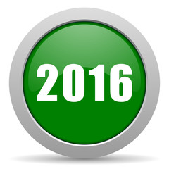 year 2016 green glossy web icon