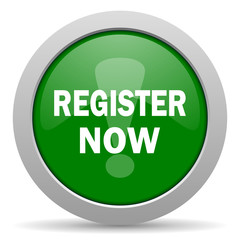 register now green glossy web icon