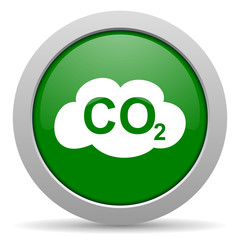 carbon dioxide green glossy web icon