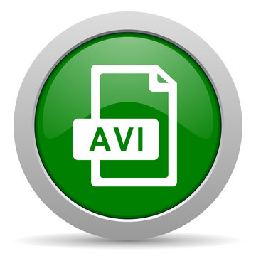 avi file green glossy web icon