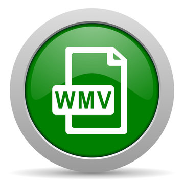 wmv file green glossy web icon