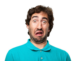 young scared man