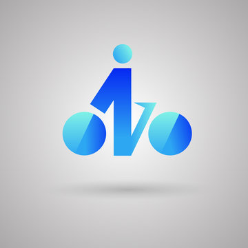 Vector logo design template. Slylized racing cyclist.