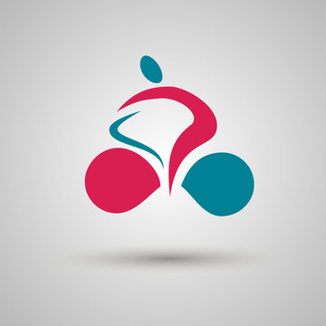 Vector logo design template. Racing cyclist in gradient.