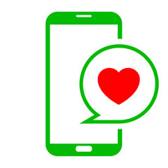 Icono smartphone amor verde