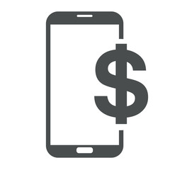 Icono smartphone dolar gris