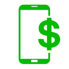 Icono smartphone dolar verde