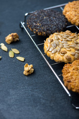 homemade healthy cookie with seeds on cooling tray