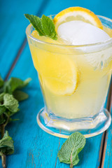 Homemade lemon lemonade with fresh mint
