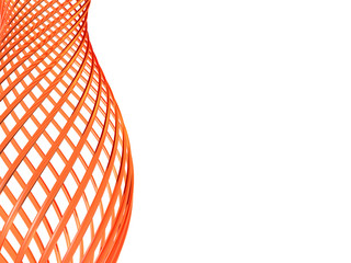  abstract orange glass loops on white background