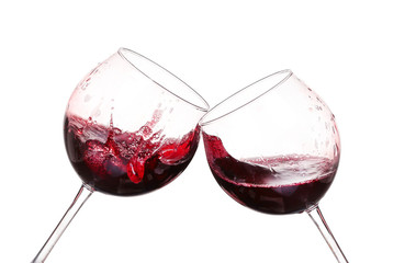 Set of glasses with red wine